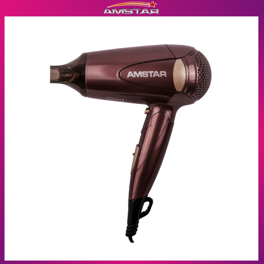 Amstar 1400W Foldable Travel Size Hair Dryer – Hair Blower with Colored Concentrator, 2 Speed 2 Tem - Amstar PH