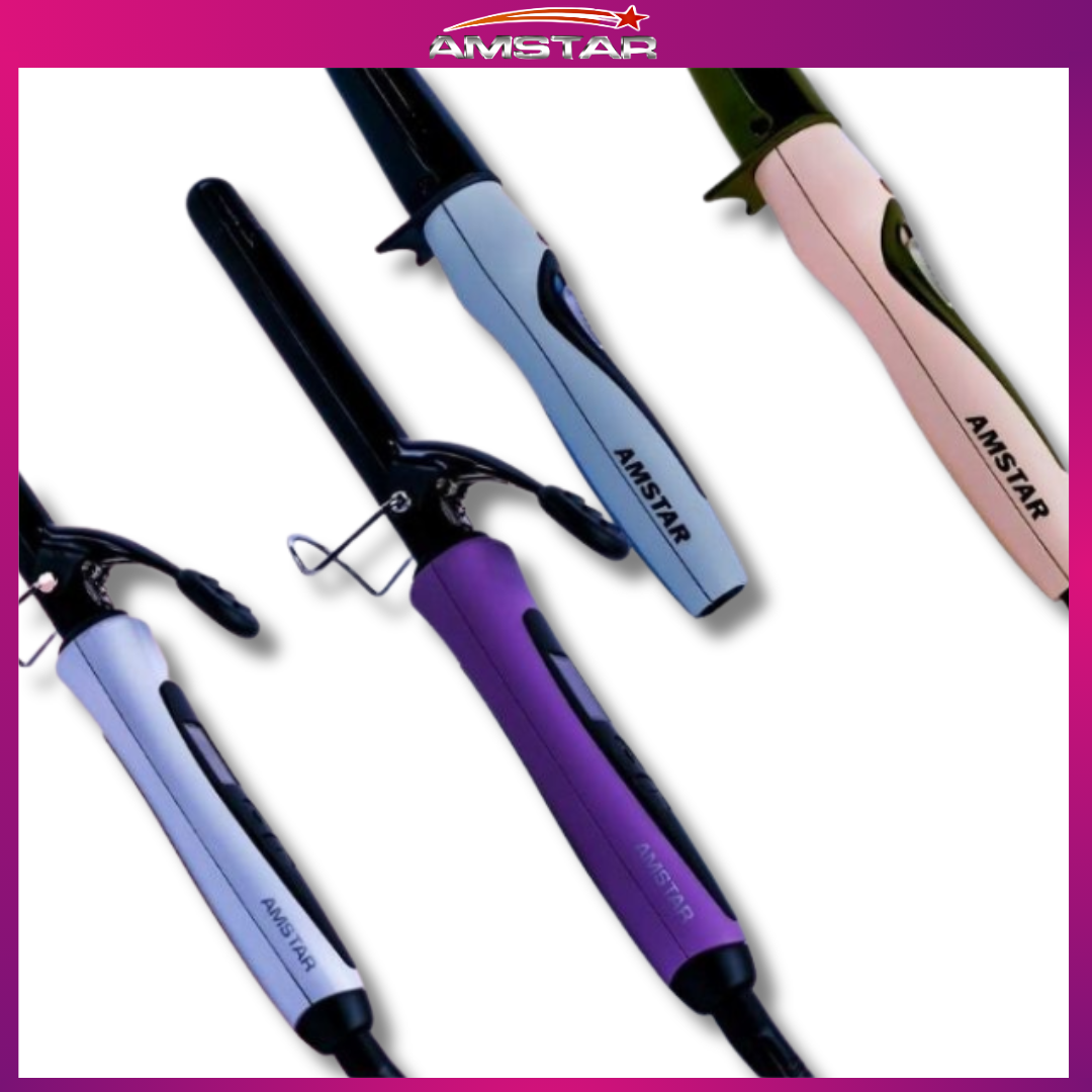 Amstar 39W Pro Hair Curler – 18mm Barrel, LCD & Stand