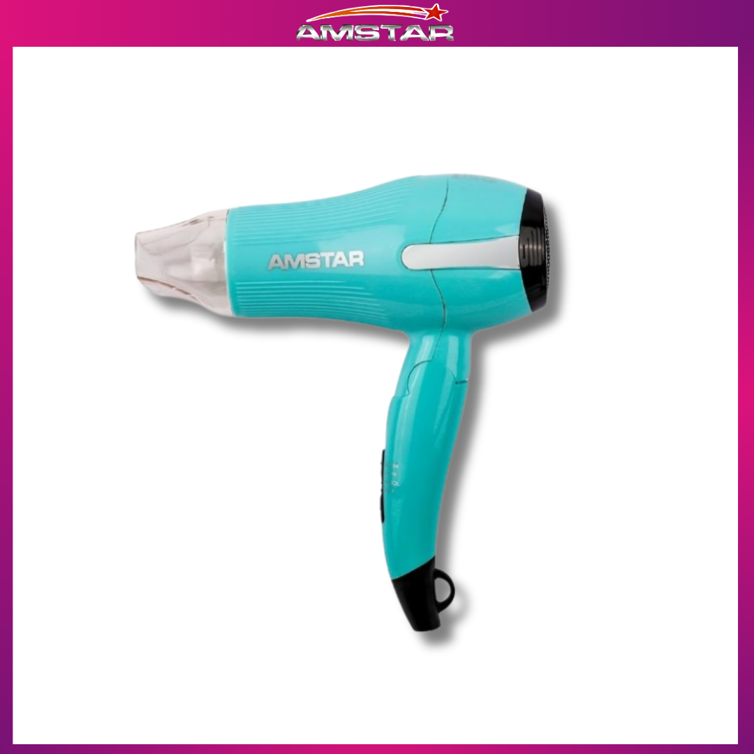 Amstar 1000W Travel Hair Dryer – Foldable, Dual Heat, Clear Nozzle