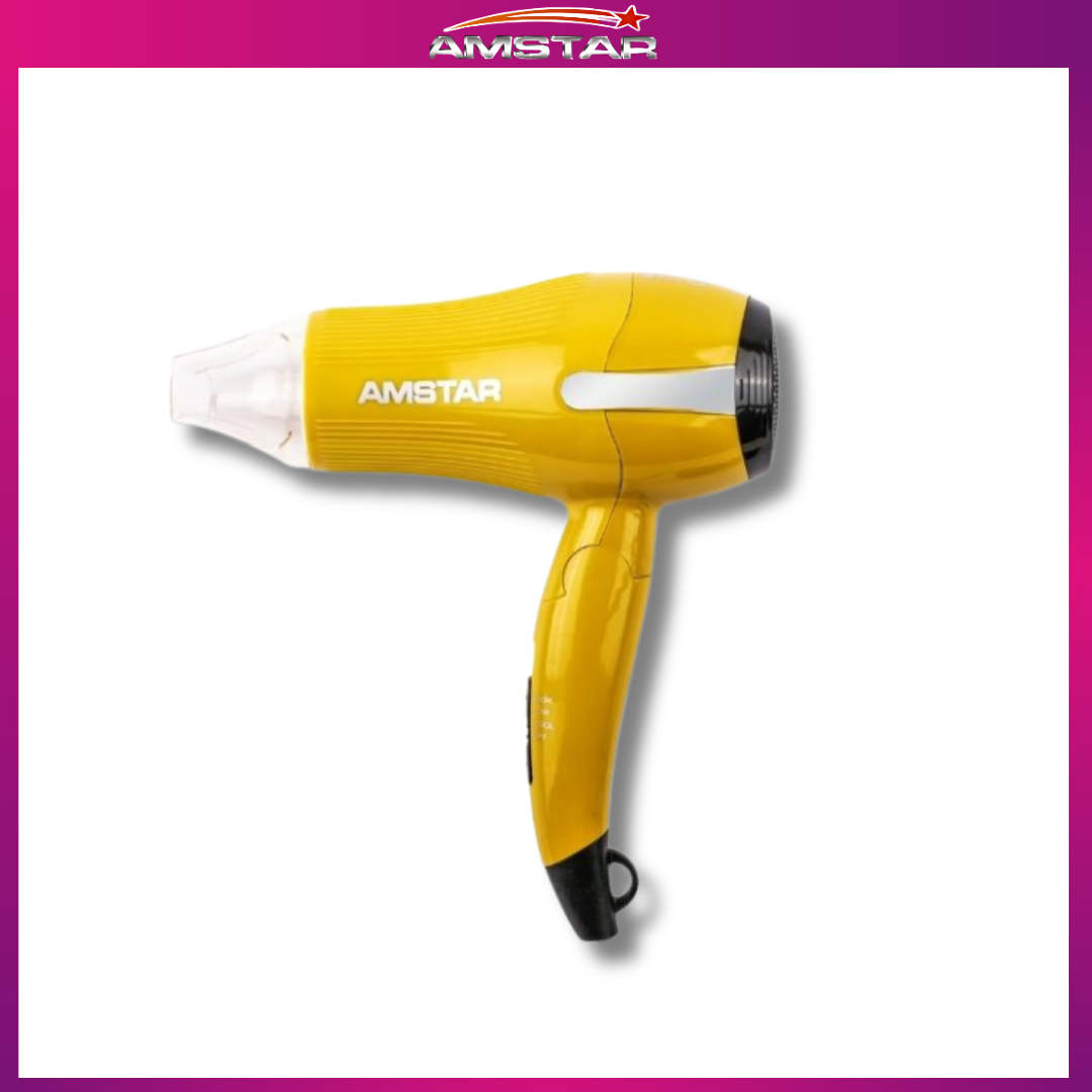 Amstar 1000W Travel Hair Dryer – Foldable, Dual Heat, Clear Nozzle