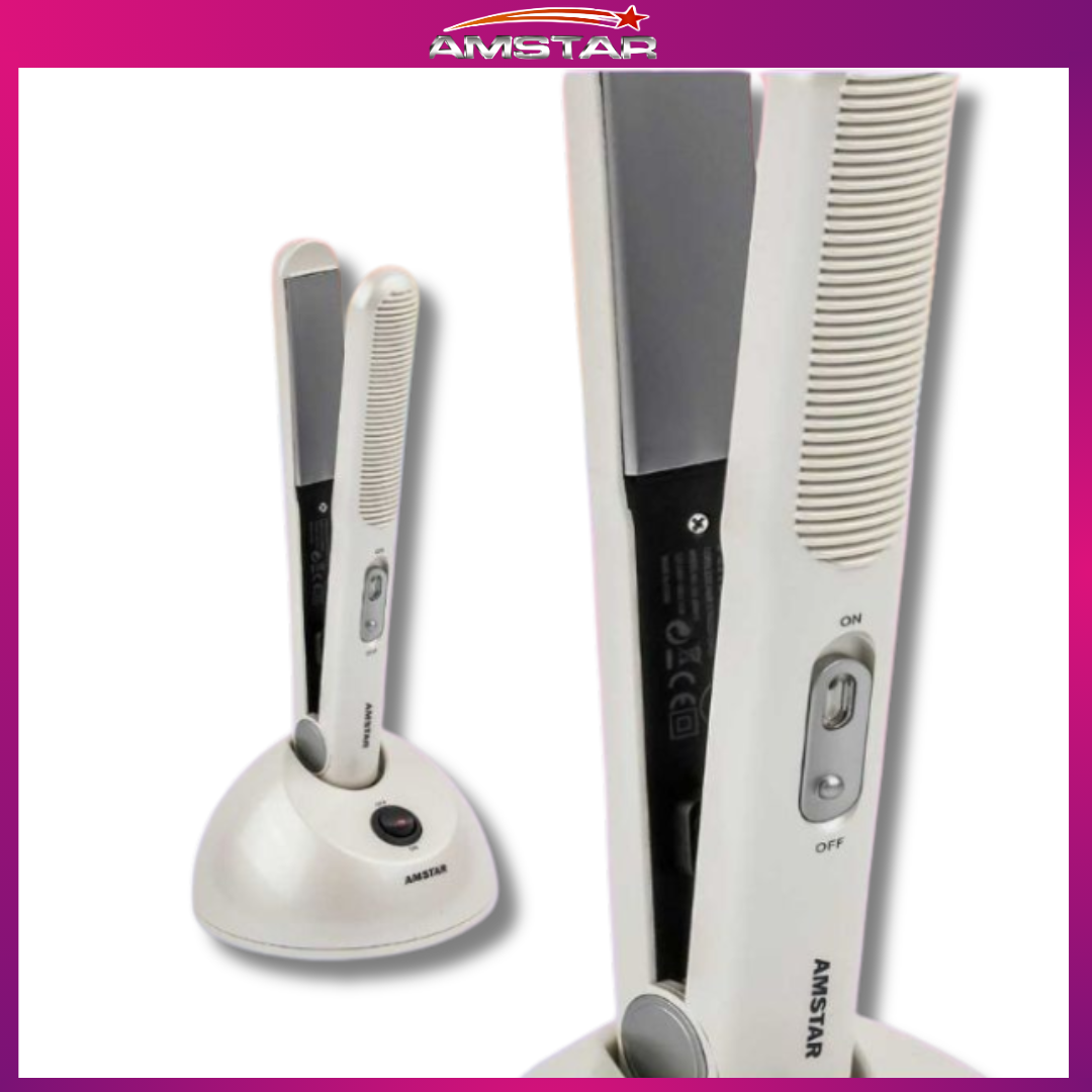 Amstar 50W Pro Hair Straightener – Corded/Cordless, Ceramic Plates