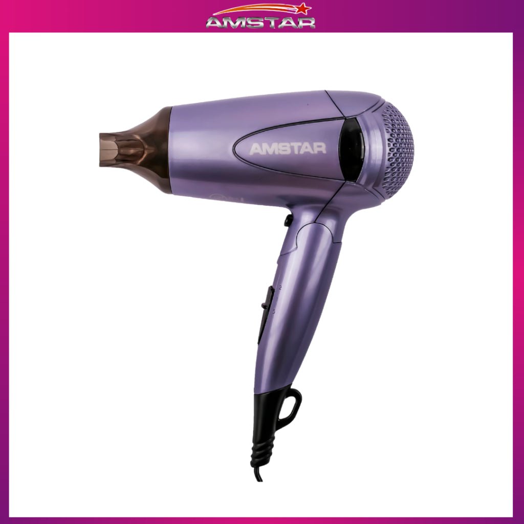 Amstar 1400W Foldable Travel Size Hair Dryer – Hair Blower with Colored Concentrator, 2 Speed 2 Tem - Amstar PH