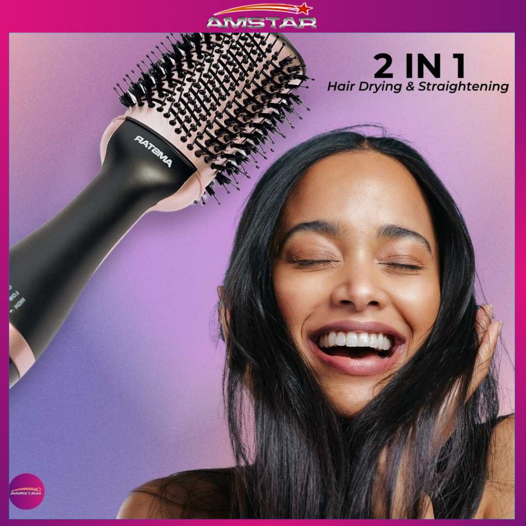 Amstar 2 - in - 1 Hot Air Brush – Volumizing Hair Dryer & Straightener Comb - Amstar PH