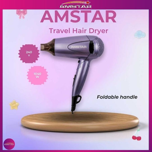 Amstar 1400W Foldable Travel Size Hair Dryer – Hair Blower with Colored Concentrator, 2 Speed 2 Tem - Amstar PH
