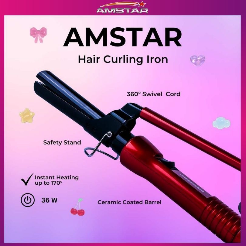 Amstar 36W Ceramic Curling Iron – Crimper Plate Design with Safety Stand - Amstar PH