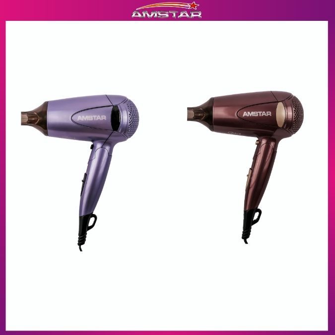Amstar 1400W Foldable Travel Size Hair Dryer – Hair Blower with Colored Concentrator, 2 Speed 2 Tem - Amstar PH