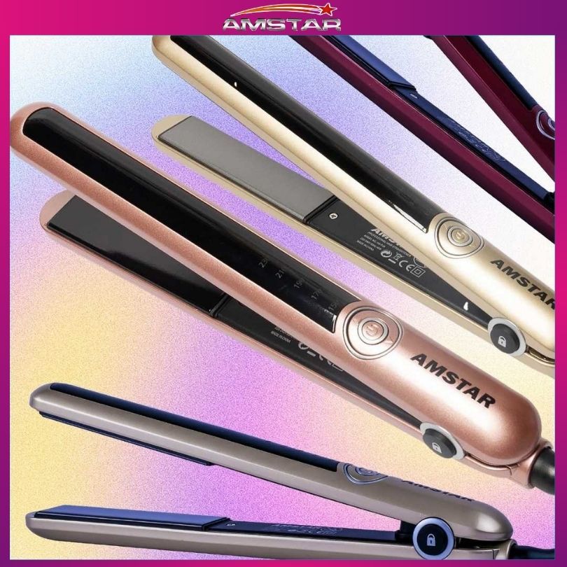 Amstar 46W Professional Hair Straightener – Ceramic - Coated Plates, 5 Heat Levels, Salon Plancha - Amstar PH