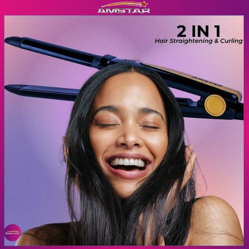 Amstar 2 - in - 1 Hair Tool – 52W Professional Hair Straightener & Curler - Amstar PH