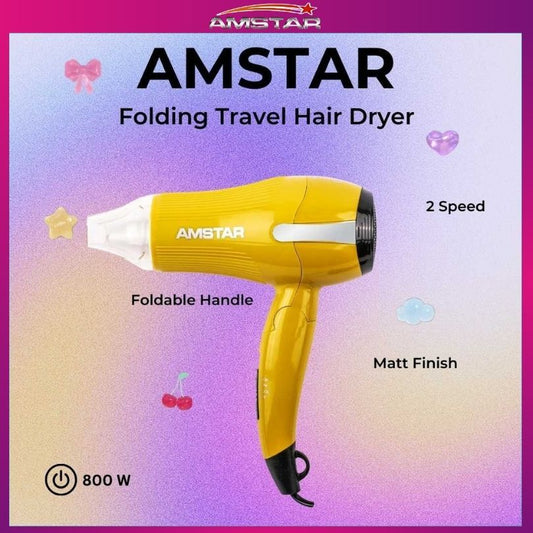 Amstar 1000W Foldable Travel Size Hair Dryer – 2 Temperature Settings & Clear Air Concentrator - Amstar PH