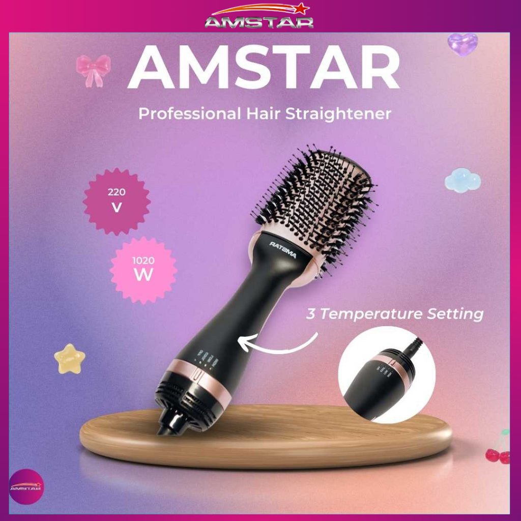 Amstar 2 - in - 1 Hot Air Brush – Volumizing Hair Dryer & Straightener Comb - Amstar PH