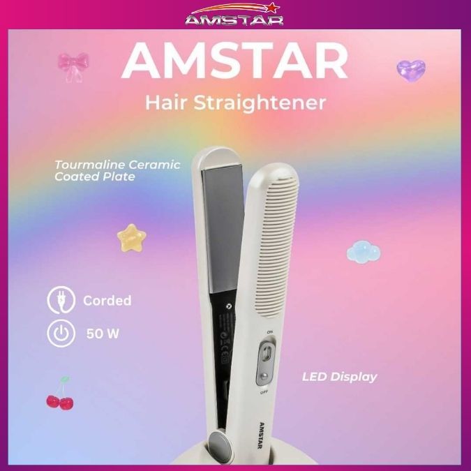Amstar 50W Dual - Mode Hair Straightener – Corded/Cordless with Ceramic Plates - Amstar PH