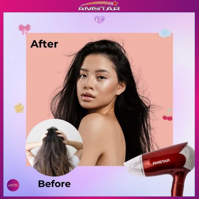 Amstar 1200W Foldable Travel Size Hair Dryer – Hair Blower with 2 Speed 2 Temperature Settings - Amstar PH