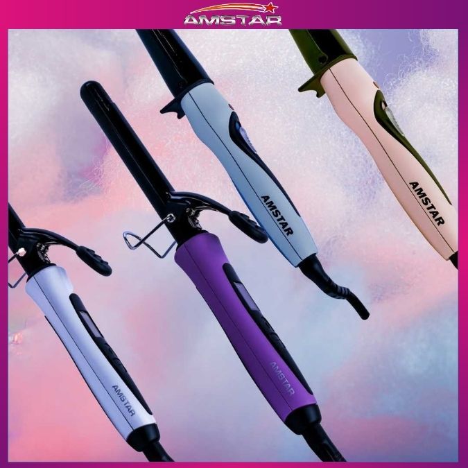 Amstar 39W Professional Hair Salon Curling Iron – 18mm Barrel with LCD and Stand - Amstar PH