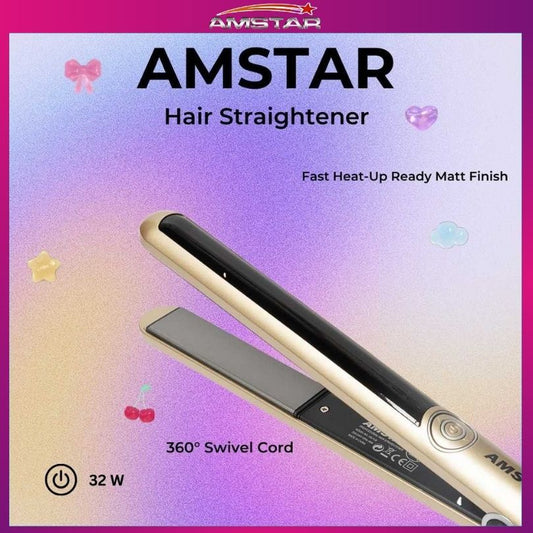 Amstar 46W Professional Hair Straightener – Ceramic - Coated Plates, 5 Heat Levels, Salon Plancha - Amstar PH