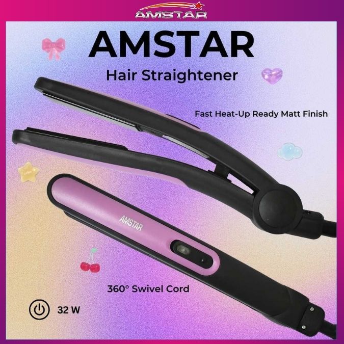 Amstar 32W Matte Hair Straightener – Ultra Fast Heat - Up Professional Hair Tool - Amstar PH