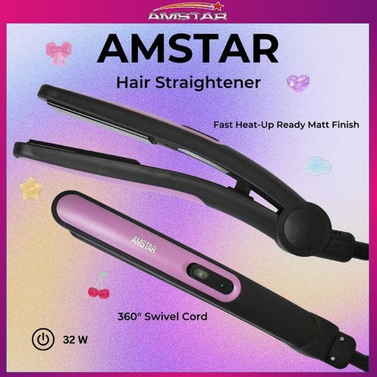 Amstar 32W Matte Hair Straightener – Ultra Fast Heat - Up Professional Hair Tool - Amstar PH