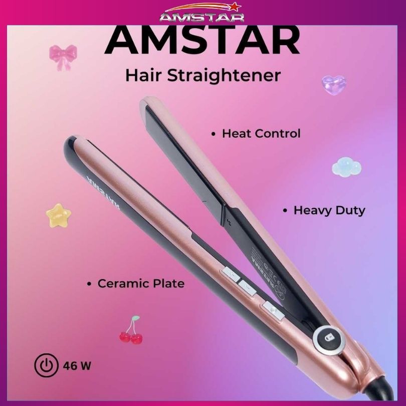Amstar 46W Hair Straightener – Professional Ceramic Plate Plancha with 9 Heat Controls - Amstar PH