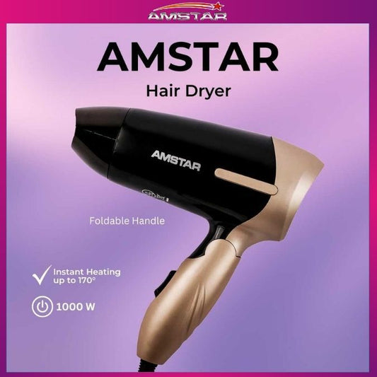 Amstar 1000W Foldable Travel Size Hair Dryer – Hair Tool with 2 Speed 2 Temperature Settings - Amstar PH